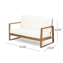 roomfitters Belgian Outdoor Loveseat and Coffee Table Set, Modern Patio Furniture, Durable Acacia Wood Frame, Teak