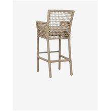 Pemberly Row Outdoor Bar Stool, 31" Seat Height, Olefin & Aluminum, Natural Brown Finish, Chic Woven Design, Fade-Resistant, Ideal for Patio, Deck, or Outdoor Spaces