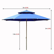 QZQHNYJ Umbrella 2 M/6.6ft Garden Parasol Umbrella Outdoor Sun Shade, Thickened Polyester Large Sun Parasol with Double Canopy, UV Protection & Waterproof