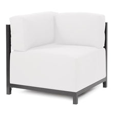 Howard Elliott Axis Patio Ottoman with Cover, Upholstered Footstoll Coffee Table Ottoman Bench, Seating Futniture for Both Indoor & Outdoor Home and Office, Titanium Frame, Seascape Natural