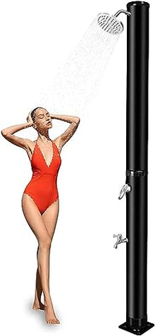 CFDZCP Outdoor Shower kit Outdoor Solar Shower ，38L / 10 Gallon Garden Shower with Rain Shower & Foot Shower ，Water Temperature Up to 60℃, Black