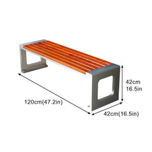 Sunyongfly Park Bench,Stainless Steel Frame,Outdoor Garden Bench,Wooden seat,Double Outdoor Bench, for Squares, Parks, and Residential Areas(Size:120cm)