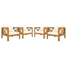 callmego Premium Outdoor Dining Chair Made from Solid Acacia Wood with Weather-Resistant Finish and Comfortable Cushioned Seat (Beige + Teak + Acacia Wood + Fabric + Waterproof Fabric-1)