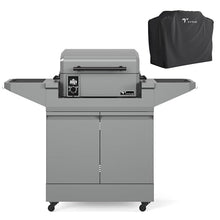 Tytus Rolling Outdoor Kitchen Island Cart, Pellet Smoker & Cover, BBQ