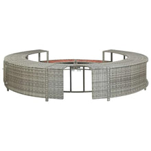 Grey Hot Tub Surround with Storage, Modern Poly Rattan Design for Outdoor Spa, Durable Steel Frame, Seating for 6 People, Indoor and Outdoor Use