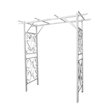FixtureDisplays® White Metal Arbor Arch Wedding Garden Trellis Climbing Planting Patio Decor 80" Wide X 39" Deep X 86" High, Inside Door Width 59" 10017-white