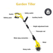 Small Tiller Cultivator, Household Use Electric Tiller, Garden Tiller, Lightweight Cordless Garden Cultivator for Gardening, Manganese Steel Blade, 20v Lithium