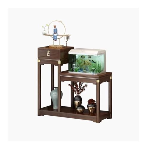 LUYOUBOZHU Vase Stand Household Light Luxury Combinatorial Bonsai Rack, Bamboo Chinese with Drawer Flower Table Stand(Large)