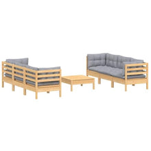 GFMGUEMV 7 Piece Modular Patio Lounge Set Pinewood Gray Cushions