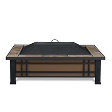 Woodlake 43 Inch Rectangular Steel Wood Burning Fire Pit in Black By Lakeview Outdoor Designs