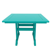 WO Outdoor Adirondack Dining Chair Square Table 5 PCS Set Retro Aesthetic Curveback for Outside Restaurant Dining, Resort, Hotel, Home, Balcony, Terrace, Lawn, Pool, Deck, Garden (Turquoise)