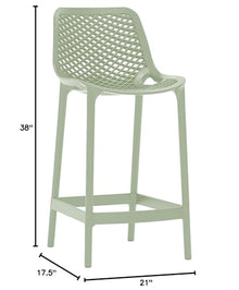 Meridian Furniture 330Mint Mykonos Collection Modern | Contemporary Outdoor Patio Stool with Mint Polypropylene Plastic, Weather Resisting, 17.5" W x 21" D x 38" H, Mint, Set of 4