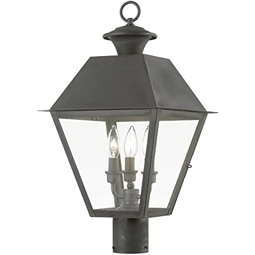 Livex Wentworth 3 Light Outdoor Post Top Lantern 22" Tall Black