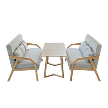 JOSOGO 3-Piece Outdoor Indoor Seating Set, Water-Resistant Solid Wood Frame with Fade-Proof Light Gray Cushions for Garden & Reading Nook(4)