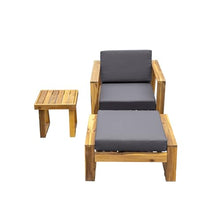 Finca ancha Patio Furniture Set with Small Outdoor Table, Versatile Patio Bar Set w/Sillas para Balcon, Durable Acacia Wood Frame, Sillas para Patio Exterior for Garden or Poolside (Natural+Grey)