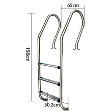 Pool Ladder 304 Stainless Steel Swimming Pool Handrail with 3 Non-Slip Steps for Garden Backyard Pools No pre-Embedded/Silver / 158x65x50.2cm (Silver 158x65x50.2cm)