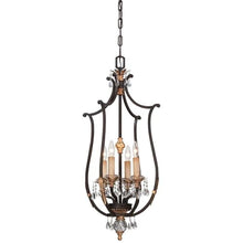 Metropolitan Lighting Bella Cristallo Pendant 4-Light 240 Watts French Bronze with Gold Leaf Highlights