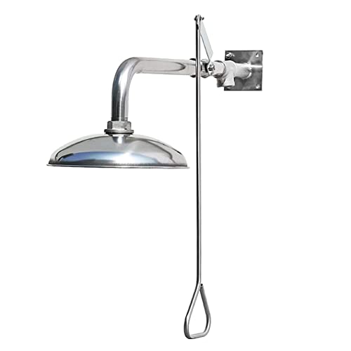 XYIANG Wall Mounted Emergency Eye Wash Station Safety Shower, Outdoor Shower Head, Abs Coated Stainless Steel, Horizontal Installation for Safety