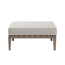 Modway Northlake Teak Outdoor Ottoman in Weathered Gray Pebble – Large Square Patio Footrest with Cushion