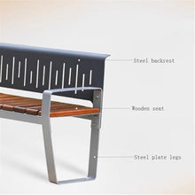 GRFIT Outdoor Bench Stainless Steel Bench for Outdoor Garden, Wooden Chair Surface, for Balcony, Terrace, Leisure, Back for Sitting Garden Bench (Small)