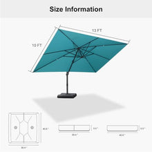 OROTLECT 10' × 13' Patio Cantilever Blue Umbrella Outdoor Rectangle Adjustable Offset Blue Umbrellas with 360-degree Rotation and 8 Heavy Duty Metal Ribs for Garden Deck Pool