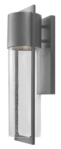Hinkley Shelter Medium Outdoor Wall Mount Lantern, Minimalist Style, Dark Sky-Compliant, Solid Aluminum/Clear Seedy Glass, Hematite