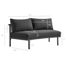 Modway Porta 3-Piece Outdoor Modular Sofa Set in Anthracite – Modular 190 Inch Outdoor Sofa with Aluminum Frame, Woven Rope Detail, and Cushions