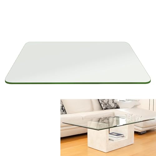 SXKJQER Rectangle/Square 8mm Thick Flat Edge Tempered Radius Corner Glass Table Top, Clear Tempered Glass Table Top, Multipurpose for Dining Table, Coffee Table, Restaurant Table(100x60cm)