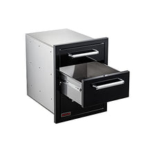 Whsitler Outdoor Kitchen Cabinet Triple Drawer - BBQ Island Drawers with Thickened Sliding Rail,16.5" W x 22" H x 22" D Outdoor Kitchen Drawer Glossy Black