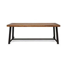 Great Deal Furniture Beau Outdoor Eight Seater Wooden Dining Table, Teak and Rustic Metal Finish
