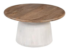 Goblet Coffee Table Brown & White, Brown Coffee Table, Modern Style, Mango Wood Round Shape Tabletop, Mango Wood, Indoor Living, 31.5" W x 31.5" D x 15.7" H