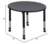 Regency Kee Height Adjustable Mobile Round Classroom Table 36" Grey