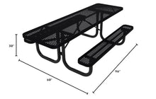 COATEDOUTDOORFURNITURE 8Ft Rect Picnic Table, Punched, Black, 2-Side ADA