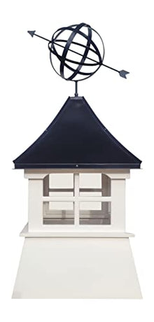 Accentua Monterey Cupola with Armillary, 24 in. Square, 54 in. High, White and Black