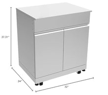 Transolid OUC3224 Outdoor Kitchen 32-in x 24-in x 37-in Single Utility Cabinet, Stainless Steel
