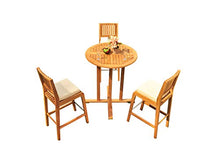 TeakStation Grade-A Teak Wood Maldives 4-Piece Bar Set with 36" Round Table & 3 Armless Chairs