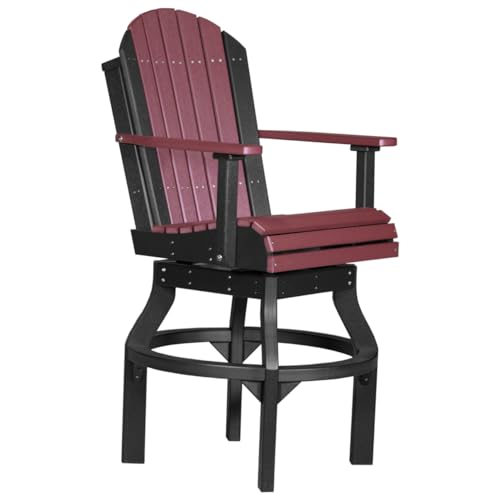 Furniture Barn USA Set of 4 Poly Lumber Bar Height Adirondack Swivel Chairs Cherrywood & Black