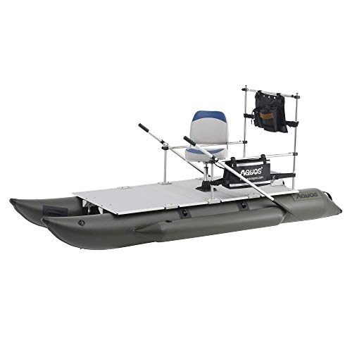 AQUOS Heavy-Duty 11.5FT Inflatable Pontoon Boat with Swivel Seat and Guard Bar Green
