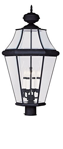 Livex Lighting 2368-04 Georgetown 4-Light Outdoor Post Lantern, Black