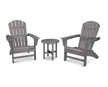 Polywood Nautical 3-Piece Adirondack Chair Set Slate Grey