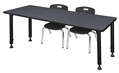 Regency Height Adjustable Mobile Classroom Table Set with 12" Andy Chairs Grey/Black