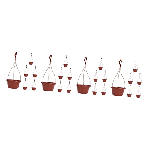 12 Sets Hanging and Chlorophytum Railing Indoor Balcony Flowerpot Plants Basket Plant Scindapsus Garden Fence for Flower Chain Small Planter Hooks Flowerpots Containers Decoration (Coffeex4pcs