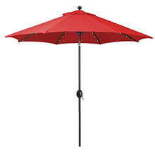 Phat Tommy 9 ft Auto Tilt Umbrella with LED lights and UV Resistant Fabric, Red