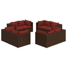 DYRJDJWIDHW Patio Rocking Chairs,Patio loveseat,Apartment Patio Furniture,8 Piece Patio Lounge Set with Cushions Poly Rattan BrownSuitable for Patio, Garden, Gazebo Low