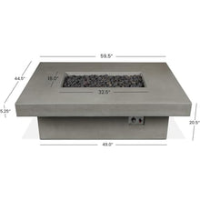 BBQGUYS Branchview 60 Inch Rectangular Steel Propane Fire Pit W/Hidden Tank in Ash Signature
