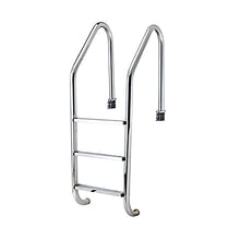 Swimming Pool Escalator 304 Stainless Steel Above Ground Swimming Pool Ladder Equipment with 3 Anti-Skid Protection Swimming Pool Steps Embedded/Silver / 50cm (Silver 50cm)
