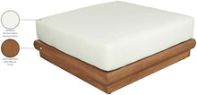 Meridian Furniture 111White-Ott Mirella Collection Modern | Contemporary Outdoor Patio Modular Ottoman with Solid Teak Wood Frame, Water Resistant Fabric, 37" W x 38" D x 14" H, White