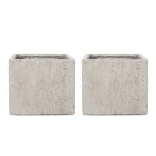 Christopher Knight Home Vanessa Outdoor Modern Large Cast Stone Square Planters (Set of 2), White