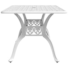 Garden Table White Cast Aluminum 59.1 x 35.4 x 28.3 in Tough,Rustic Modern Garden Table with Geometric Design for Outdoor Dining Sturdy Cast Aluminum Construction Patio Tables
