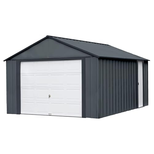 Arrow Storage Products 12' x 17' Murryhill Garage Galvanized Steel Extra Tall Walls Prefabricated Shed Storage Building, Flute Gray